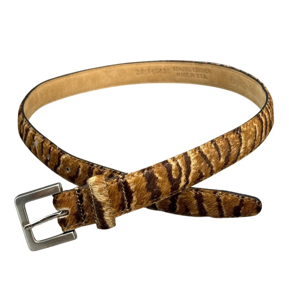 Banana Republic Vintage Genuine Leather Tiger Stripe Hair Belt Women 28"